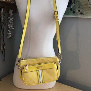 Retro Y2K Guess Yellow White Monogram Tapestry Crossbody & Wristlet Set